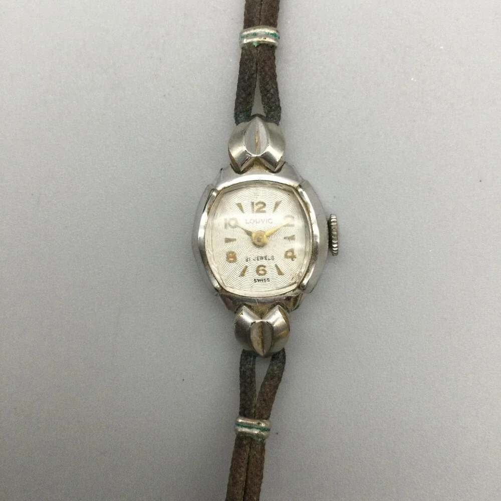 Vintage Louvic Womens Watch 16mm Silver Tone Manual 17 Jewels Swiss Made